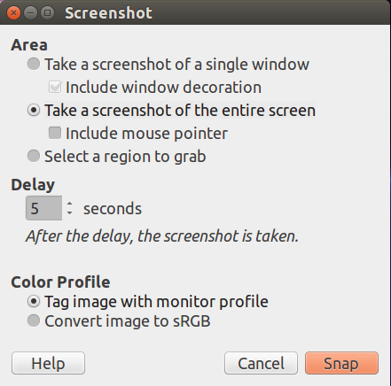 The «Screenshot» window