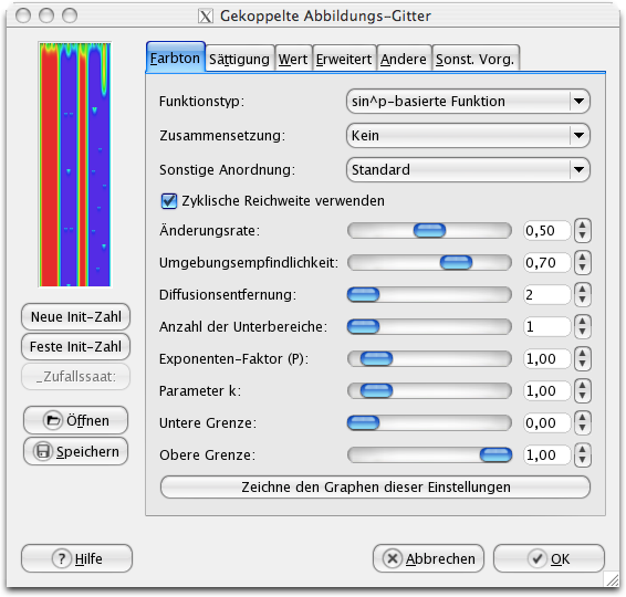 Eigenschaften (Farbton) für das Filter CML-Explorer