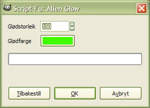 Innstillingar for filteret Alien Glow