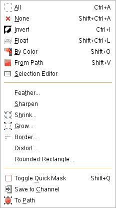 The Contents of the “Select” menu