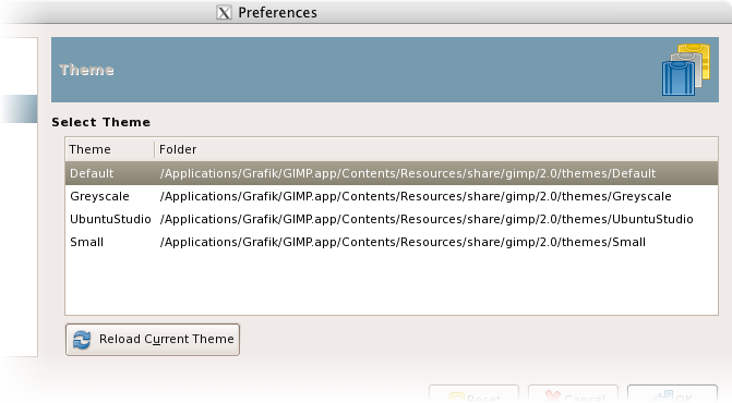 how to change gimp theme