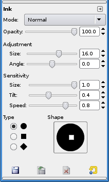 Ink Tool options