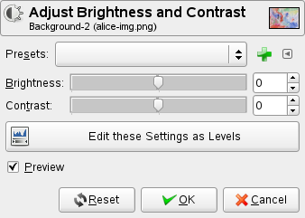 Brightness-Contrast options dialog