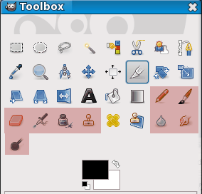 Paint tools in the toolbox