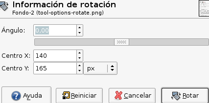 The Rotation Information dialog window