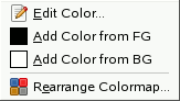 The Colormap context menu