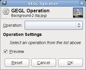 GEGL Operation tool options