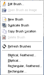 The „Brushes” context menu