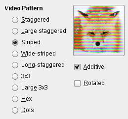 „Video” filter options