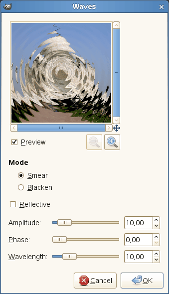 „Waves” filter options