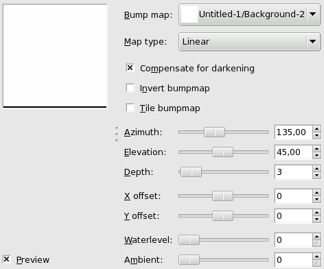 „Bump Map” filter options