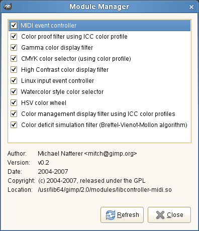 The „Module Manager” dialog window