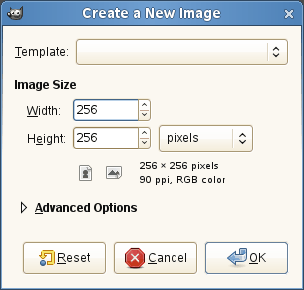 The „New Image” dialog