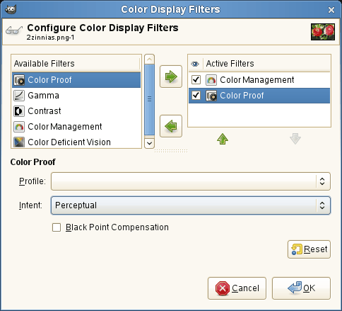 The „Color Proof” dialog