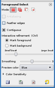 ”Foreground Select” tool options