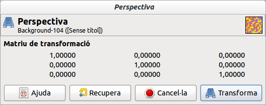 The information window of the Perspective tool