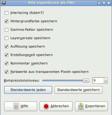 Der PNG-Exportdialog