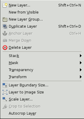 The Contents of the Layer Menu