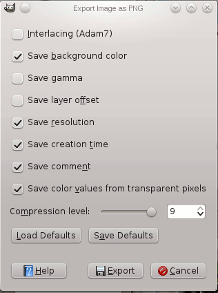 The Export Image as PNG dialog