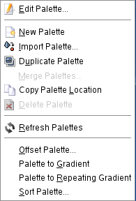 The Palettes pop-menu