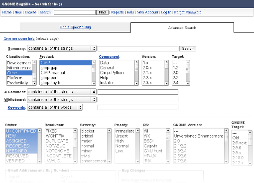 Bugzilla: Advanced Search