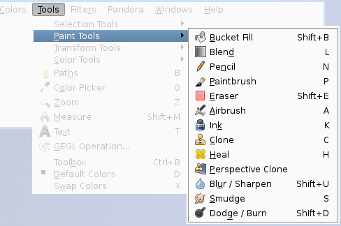 The Paint Tools (Tools menu)