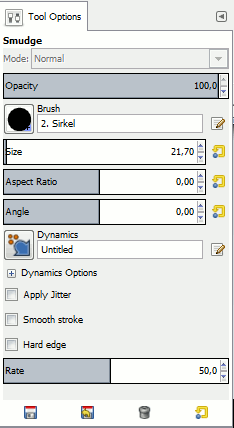 The Smudge tool in Toolbox