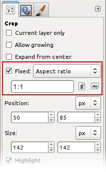 Dialog for Cropping