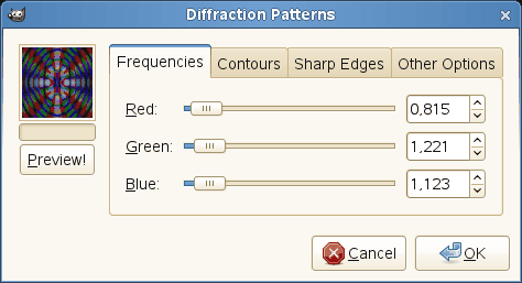 Diffraction Patterns filter options