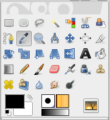 O seletor de cores na caixa de ferramentas (ícone de conta-gotas)