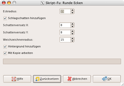Eigenschaften des Filters „Runde Ecken“