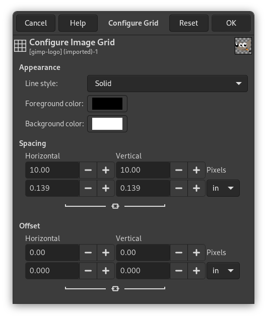 The “Configure Grid” dialog