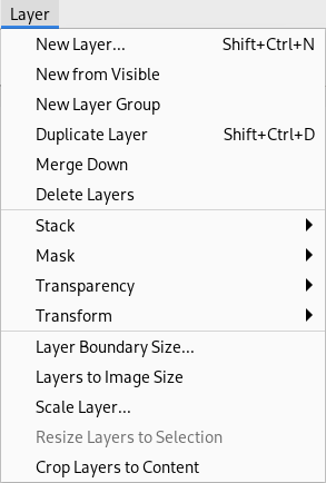 The Contents of the “Layer” Menu