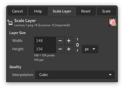 The “Scale Layer” dialog