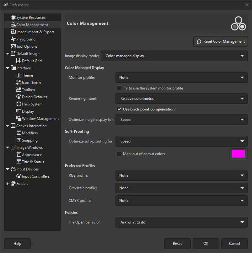 Color Management Preferences