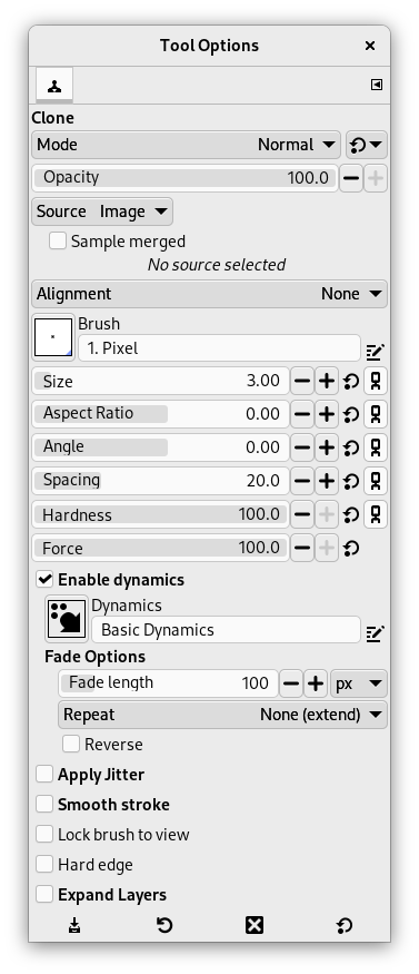 Tool Options Dialog