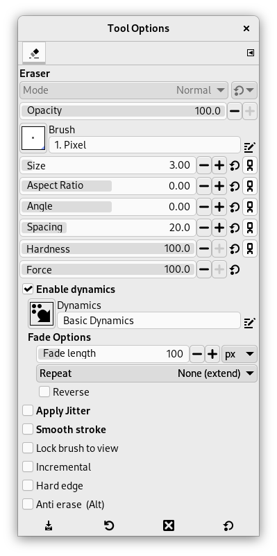 Tool Options Dialog