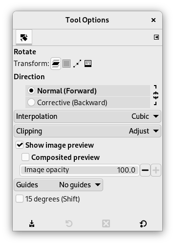 Tool Options Dialog