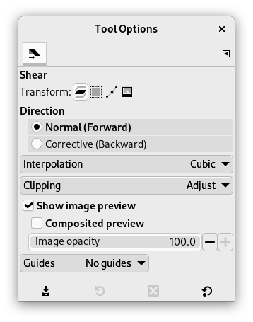 Tool Options Dialog