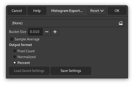 “Export Histogram” options