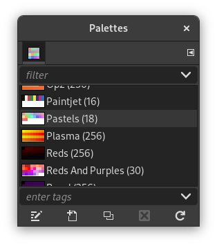 The active palette is applied to a gradient image