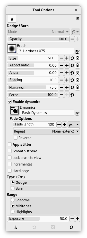 Tool Options Dialog