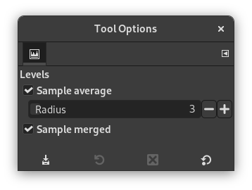 “Levels” tool options