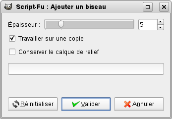 Options du filtre « Ajouter un biseau »