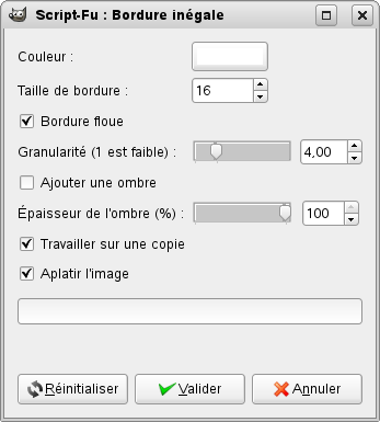 Options du filtre « Bordure inégale »