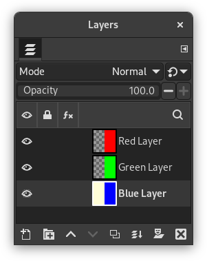 Alpha channel example: Three transparent layers