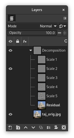 Esempio del filtro «Scomposizione-Wavelet»