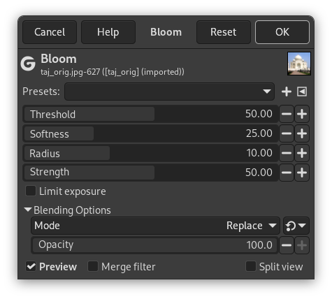 «Bloom» filter options