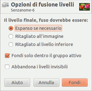 La finestra di dialogo «Opzioni di fusione livelli»