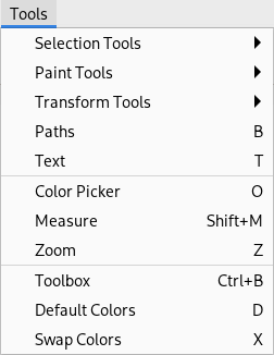 Contenuto del menu «Strumenti»